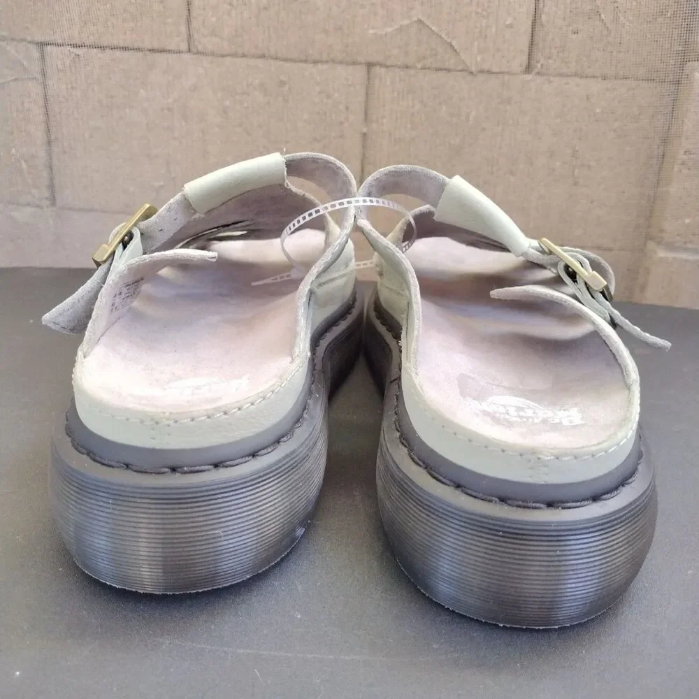 NEW Dr Martens Maxxy Slide Sandals Sage Green Soft Leather Men Sz 12 Women Sz 13